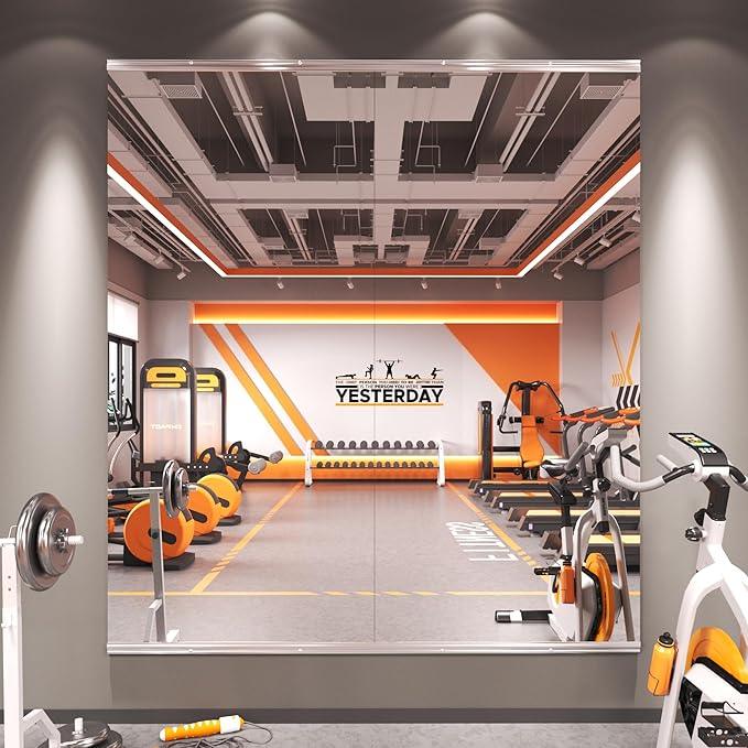 Amorho Gym Mirror 65''x30''(Each)-2PCS, Tempered Glass, Frameless Full Body Mirror for Home, Yoga Studios, Dance Rooms, Garage Gyms. - ModernBath