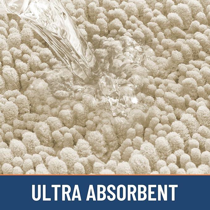 Smiry Bathroom Rugs Mat 36x24, Extra Soft Absorbent Chenille Bath Rugs, Non Slip Rubber Backing Machine Washable Quick Dry Bath Mats for Bathroom Floor, Tub, Shower, Home Decor Accessories, Sand - ModernBath