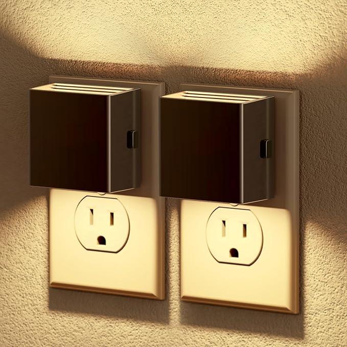 JandCase Night Light,Automatic Night Lights Plug into Wall,Dusk to Dawn,2 Pack Soft White 3000K Brightness Adjustable Nightlight for Kids Bedroom Bathroom Hallway Kitchen - ModernBath