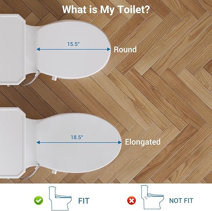 Round Bidet Seat Non Electric with Single Nozzle, Cold Water Toilet Bidet for Hygiene and Bathroom Cleaning, Adjustable Spray Wash Easy Install PP Toilet Seat for Home Use - ModernBath