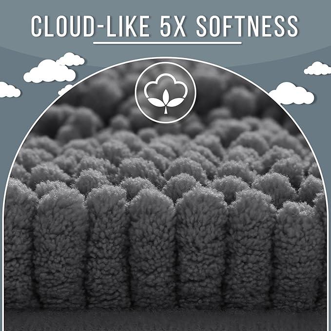 Yimobra Bathroom Rug Mat, Non Slip and Super Absorbent Bath Mat, Machine Washable Quick Dry, Ultra Plush Chenille Shower Rugs for Bathroom Floor Sink Tub and Shower Outside, Dark Gray, 24 x 17 - ModernBath