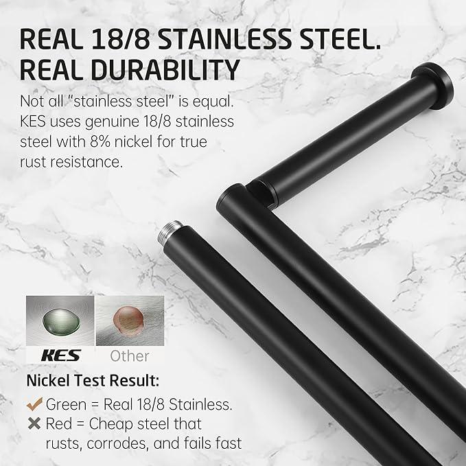 25" H Natural Marble Base Toilet Paper Holder Stand for 6 Rolls, Black Free Standing Toilet Paper Holder with Reverse, 18/8 Stainless Steel Tissue Holder for Bathroom, Matte Black, BPH291B-BK - ModernBath