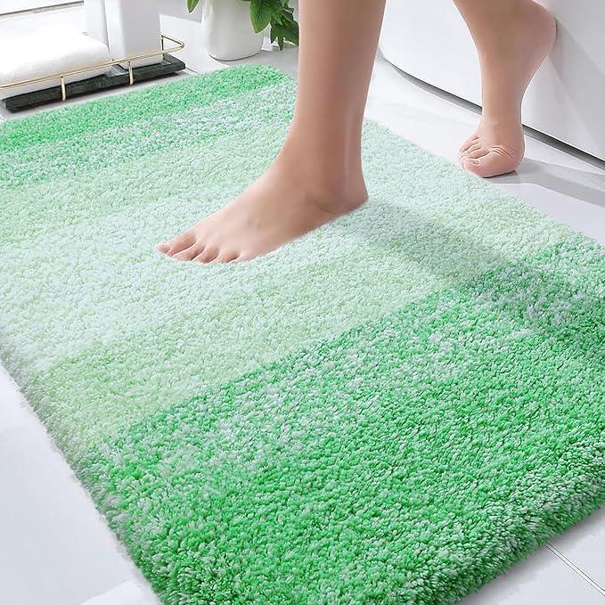 OLANLY Bathroom Rugs Mat 30x20, Extra Soft Absorbent Microfiber Bath Rugs, Rubber Backing, Quick Dry, Machine Washable Bath Mats for Bathroom Floor, Tub and Shower, Home Decor Accessories, Green - ModernBath