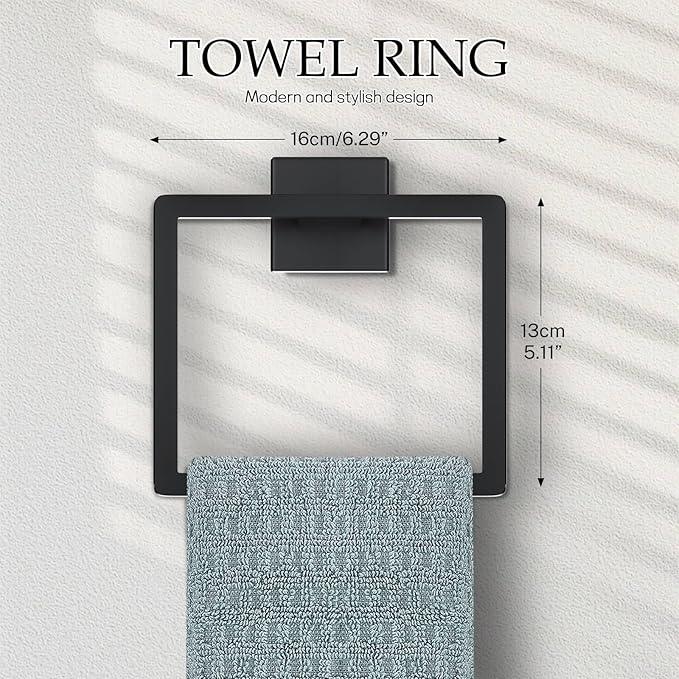 Matte Black Bathroom Hardware Accessories Set 5-Pieces Black Towel Bar Set Stainless Steel Towel Holder Set 16 Inch Towel Bar,Towel Racks Set for Bathroom Wall Mounted - ModernBath