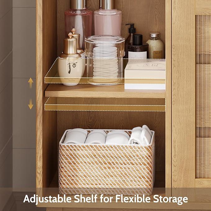 Bathroom Storage Cabinet, Small Storage Cabinets with Doors and Shelves, Coffee Bar Cabinet Buffet Sideboard Cabinet for Dining Room, Living Room, Entryway, Wood - ModernBath