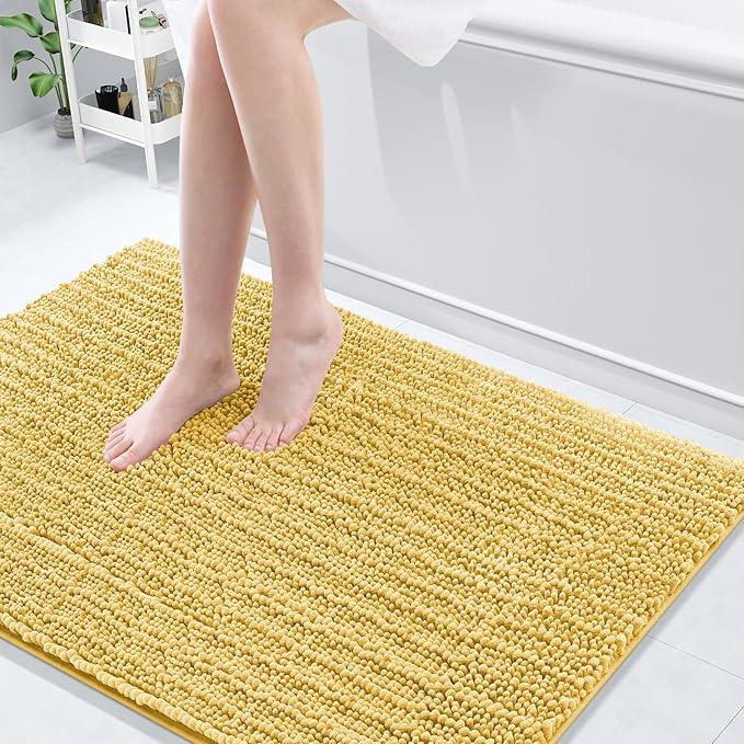 Arotive Luxury Chenille Bathroom Rug Mat, Extra Soft Thick Absorbent Shaggy Bath Rugs, Non-Slip Machine Wash Dry, Plush Bath Mats for Bathroom, Shower and Tub, 47x32, Yellow - ModernBath