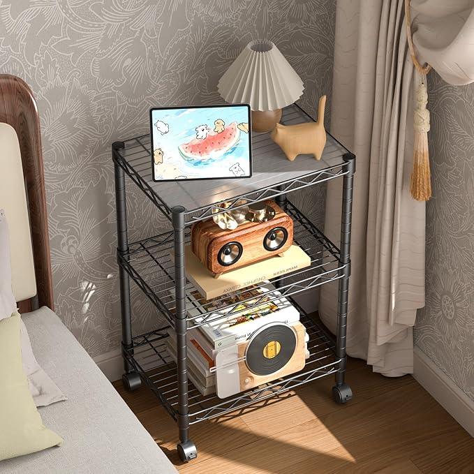 3 Tier Adjustable Storage Shelves Heavy Duty Metal Utility Shelf Wire Shelving Unit Organizer Rack for Home Kitchen Office Bathroom Pantry Room 12" D x 18" W x 30" H - ModernBath