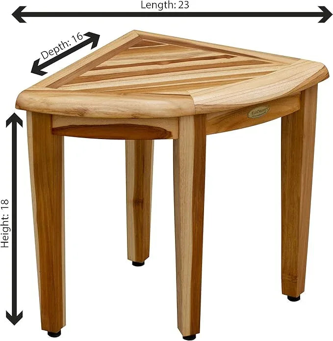 EcoDecors SnazzyCorner Waterproof Teak Wood Shower Bench Stool Seat Chair For Inside Shower Provides Safety, Storage, and Organization For Bathroom Accessories - ModernBath