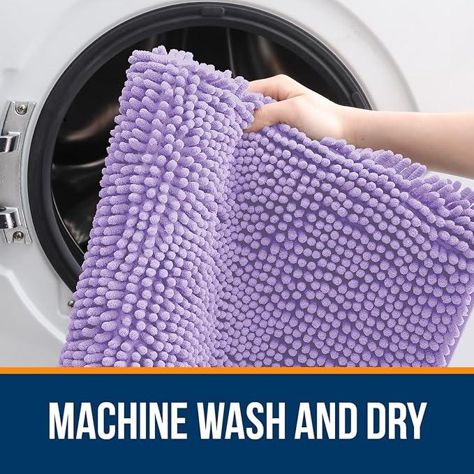 OLANLY Bathroom Rugs 70x46, Extra Soft Absorbent Chenille Bath Rugs, Rubber Backing Quick Dry, Machine Washable Bath Mats for Bathroom Floor, Tub and Shower, Home Decor Accessories, Lavender - ModernBath