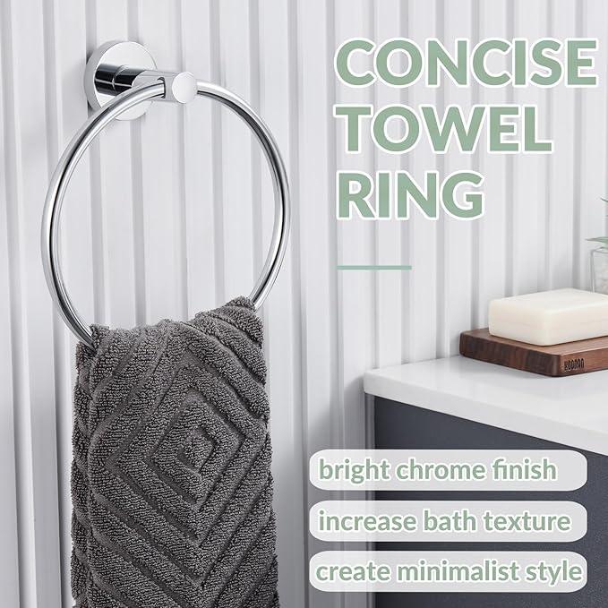 APLusee Hand Towel Ring for Bathroom Wall, Heavy Duty Stainless Steel Chrome Towel Holder, Wall Mounted - ModernBath