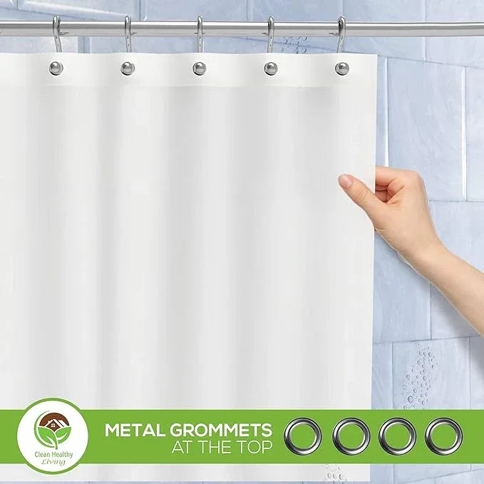 Clean Healthy Living Premium PEVA White Shower Curtain Liner with Magnets & Suction Cups - 70 X 71 in. Long - ModernBath
