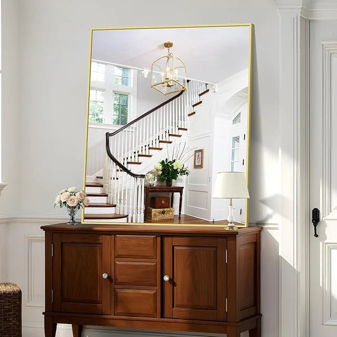 KOCUUY Large Gold Bathroom Mirror, 48x40 Inch Rectangular Mirror for Bathroom Sink, Oversized Wall Mirror with Metal Gold Frame for Living Room, Farmhouse, Entryway, Hang Horizontal/Vertical - ModernBath