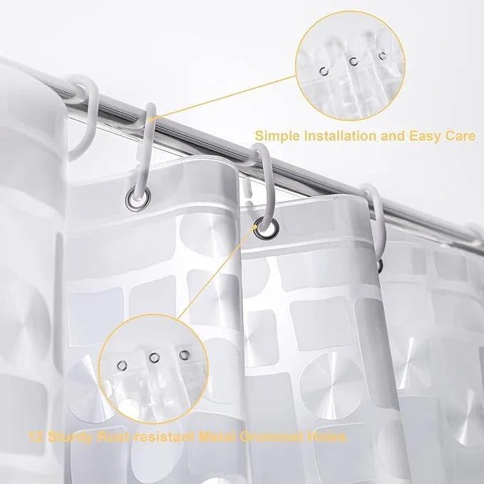 NTBAY EVA Semi-Transparent Clear Shower Curtain with Geometric, Water-Repellent Liner with 3 Magnets for Bathroom, 72x72 Inches - ModernBath