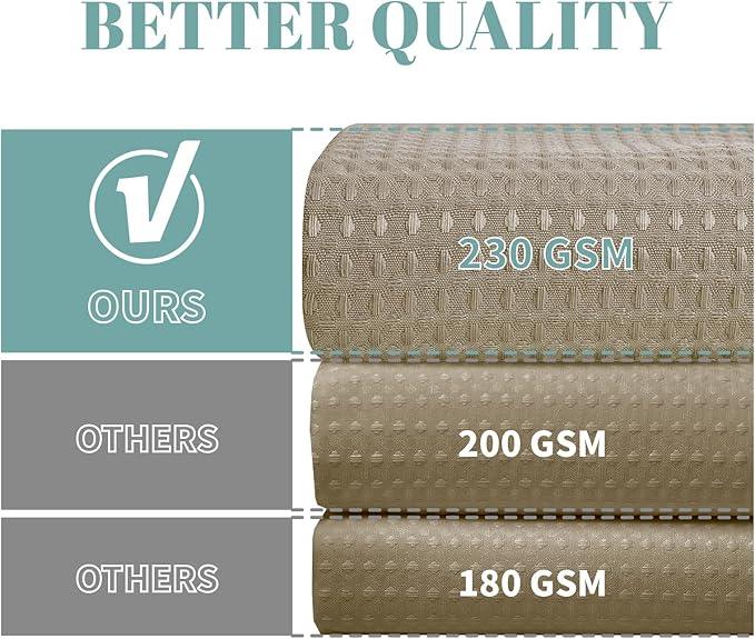 eachope Khaki No Hook Waffle Weave Shower Curtain with snap-in Liner Replacement, 230GSM Waterproof Fabric Hotel Shower Curtain Set for Bathroom, Through Mesh Top Window,71Wx80H - ModernBath