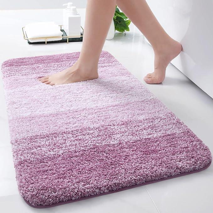 Arotive Microfiber Bathroom Rugs, Shaggy Soft and Absorbent Bath Rug, Non-Slip, Thick Plush Machine Washable Dry Bath Mats for Bathroom, Tub and Shower, 24x16, Purple, Rectangular - ModernBath
