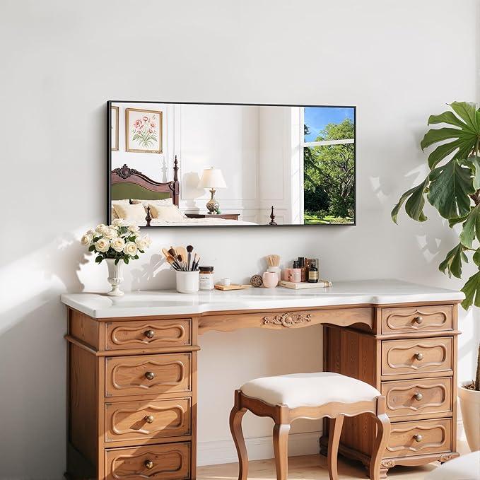 COFENY Black Bathroom Mirror for Wall, 20x40 Inch Rectangle Mirror with Metal Frame, Modern Vanity Mirrors for Bathroom Living Room, Entryway Hangs Horizontal or Vertical - ModernBath