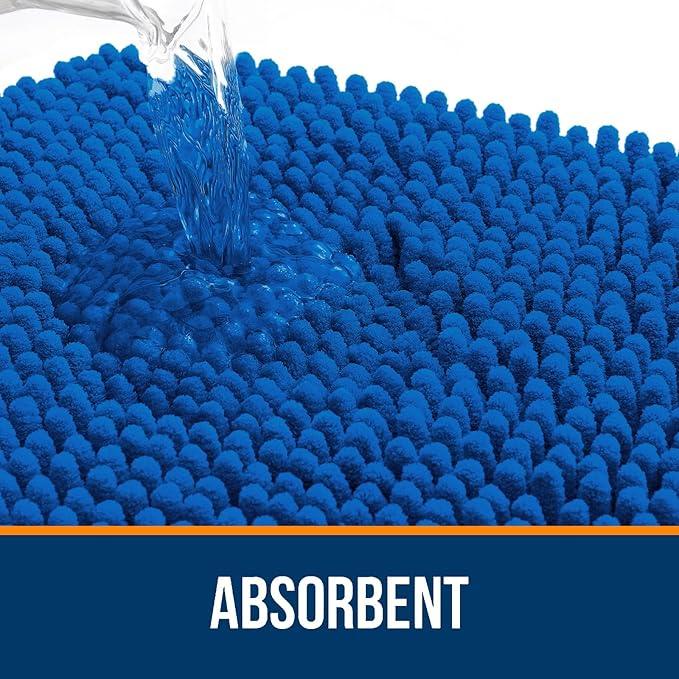 OLANLY Bathroom Rugs 36x24, Extra Soft Absorbent Chenille Bath Rugs, Rubber Backing Quick Dry, Machine Washable Bath Mats for Bathroom Floor, Tub and Shower, Home Decor Accessories, Deep Navy Blue - ModernBath