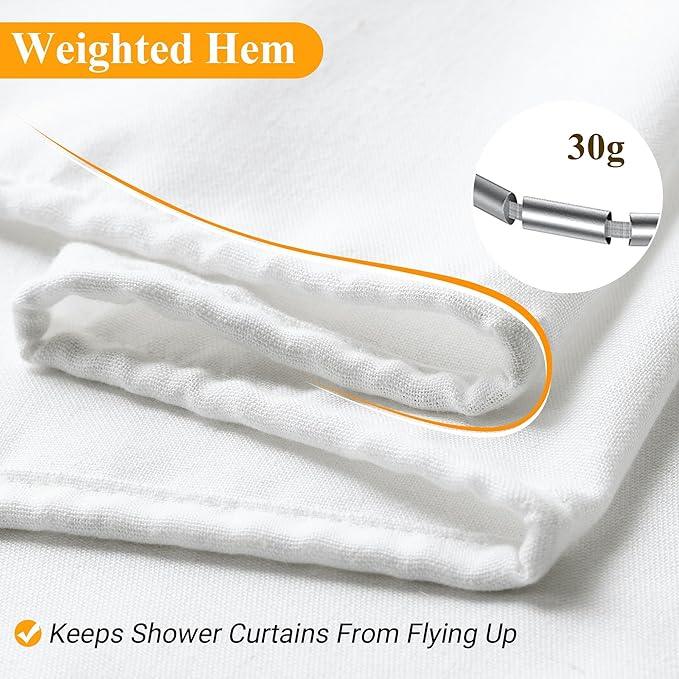 Naturoom 42 Inch White Shower Curtain, Linen Textured Fabric Shower Curtain Set with Hooks, Simple Elegant Modern Farmhouse Country Ultra Thick Bath Curtains for Bathroom, Water Repellent, 42x72 - ModernBath