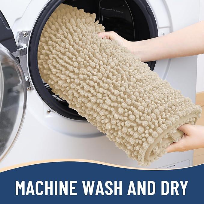 Arotive Luxury Chenille Bathroom Rug Mat, Extra Soft Thick Absorbent Shaggy Bath Rugs, Non-Slip Machine Wash Dry, Plush Bath Mats for Bathroom, Shower and Tub, 30x20, Cream Beige - ModernBath