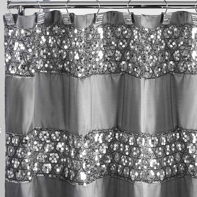 Zahari Home Sinatra 13pc Bathroom Shower Curtain Set - Classic Luxury Fabric Curtains with Unique Design & 12 Hooks - ModernBath