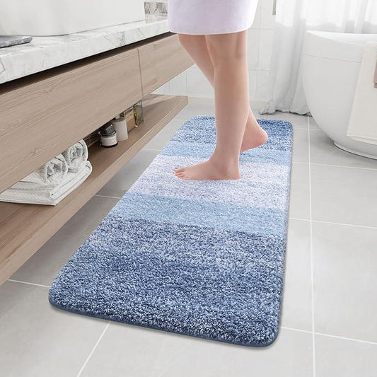 Arotive Microfiber Bathroom Rugs, Shaggy Soft and Absorbent Bath Rug, Non-Slip, Thick Plush Machine Washable Dry Bath Mats for Bathroom, Tub and Shower, 59x17, Light Blue, Rectangular - ModernBath