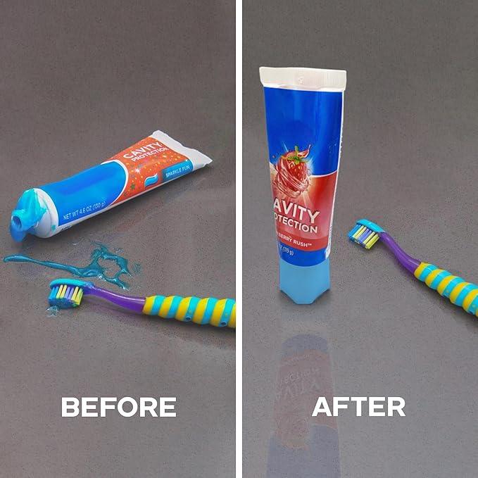 Chrome Cherry SqueezMe Self-Closing Toothpaste Caps, Silicone Lid for Kids & Adults, No Mess Toothpaste Dispenser, Self-Standing Easy Squeezer Cap, Bathroom Accessory, Self-Standing Blue, Pack of 1 - ModernBath