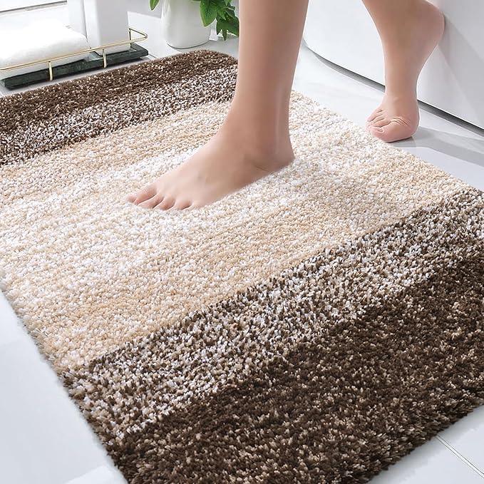 OLANLY Bathroom Rugs Mat 30x20, Extra Soft Absorbent Microfiber Bath Rugs, Rubber Backing, Quick Dry, Machine Washable Bath Mats for Bathroom Floor, Tub and Shower, Home Decor Accessories, Light Brown - ModernBath