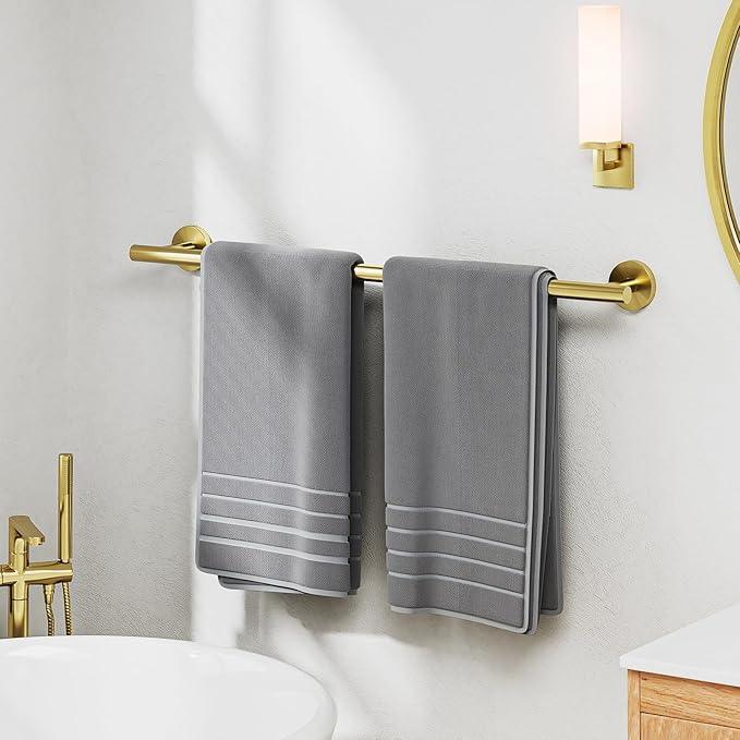 Brushed Gold Towel Bar 24 Inch (Total Length 26-Inch), Thicken Towel Rack for Bathroom Wall, SUS304 Stainless Steel Towel Rod, Modern Home Decor - ModernBath