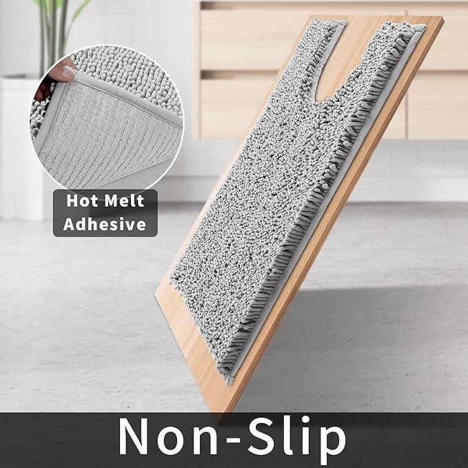Yimobra Washable Bathroom Rugs, Super Soft & Absorbent Chenille Bath Mat for Floor & Carpet, Quick Dry Non Slip Bath Mat for Tub Shower, 24" x 17",Grey - ModernBath
