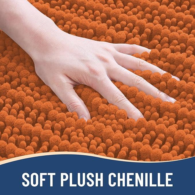 Arotive Luxury Chenille Bathroom Rug Mat, Extra Soft Thick Absorbent Shaggy Bath Rugs, Non-Slip Machine Wash Dry, Plush Bath Mats for Bathroom, Shower and Tub, 34x21, Clay - ModernBath