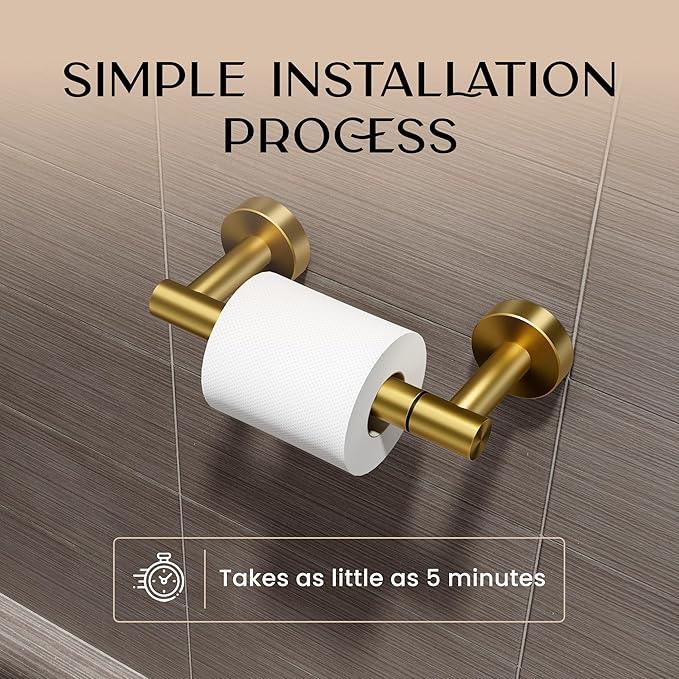 Day Moon™ Gold Toilet Paper Holder - Brushed Gold Toilet Paper Holder Wall Mount - Modern Toilet Paper Roll Holder - Gold Bathroom Toilet Paper Holder - ModernBath