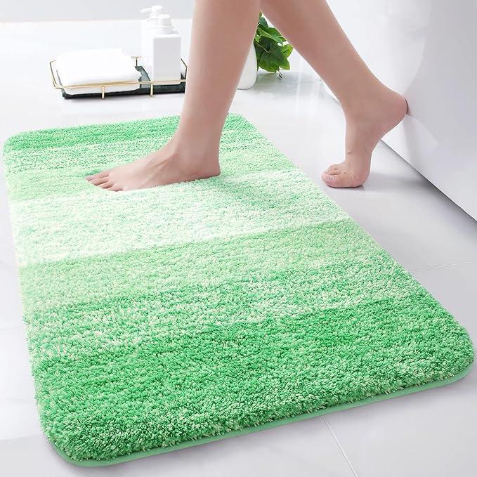 Arotive Microfiber Bathroom Rugs, Shaggy Soft and Absorbent Bath Rug, Non-Slip, Thick Plush Machine Washable Dry Bath Mats for Bathroom, Tub and Shower, 24x16, Green, Rectangular - ModernBath