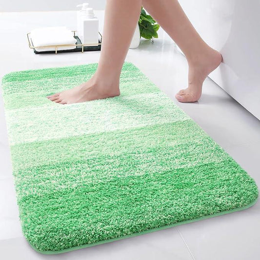 Arotive Microfiber Bathroom Rugs, Shaggy Soft and Absorbent Bath Rug, Non-Slip, Thick Plush Machine Washable Dry Bath Mats for Bathroom, Tub and Shower, 24x16, Green, Rectangular - ModernBath