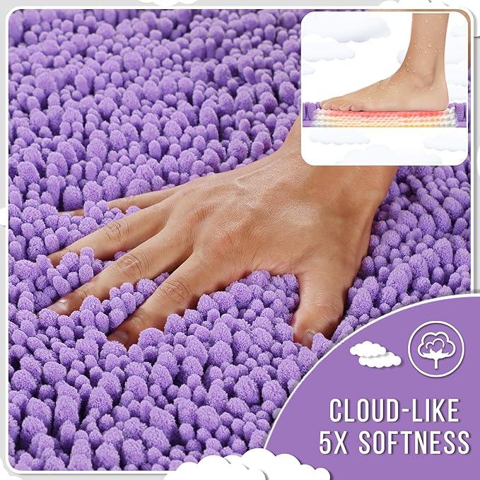 Yimobra Bathroom Rugs Non Slip Washable 32x20 Inch - Ultra Soft Absorbent Chenille Bath Mat, Quick Dry Shaggy Floor Carpet for Tub Shower, Lavender Home Decor Accessories - ModernBath