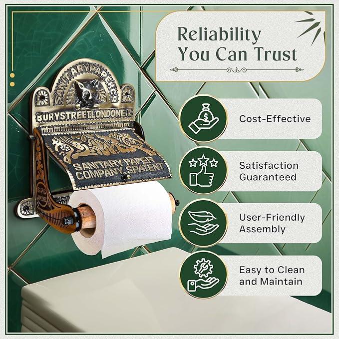 Renovators Supply Manufacturing Antique Brass Wall Mount Toilet Tissue Paper Holder 6.9" Wide Victorian Style Rust Resistant Solid Brass Bathroom Toilet Sanitary Paper Roll Holder Storage with Lid - ModernBath