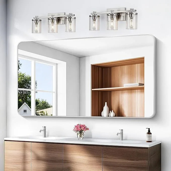 BONEWEI Silver Bathroom Mirror,60x36 inch Wall Mirror for Bathroom Wall Mounted,Rectangle Mirror for Bathroom Over Sink,Modern Frame Round Corner for Living Room,Bedroom Entryway,Horizontal/Vertical - ModernBath
