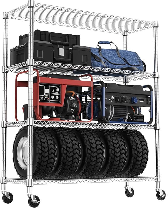 4 Tiers Shelf 1400 lbs Steel Storage Shelving Utility Shelving Unit Steel Organizer Wire Rack for Home,Kitchen,Office,Garage Chrome 17.7" D x 47.2" W x 62.6" H - ModernBath
