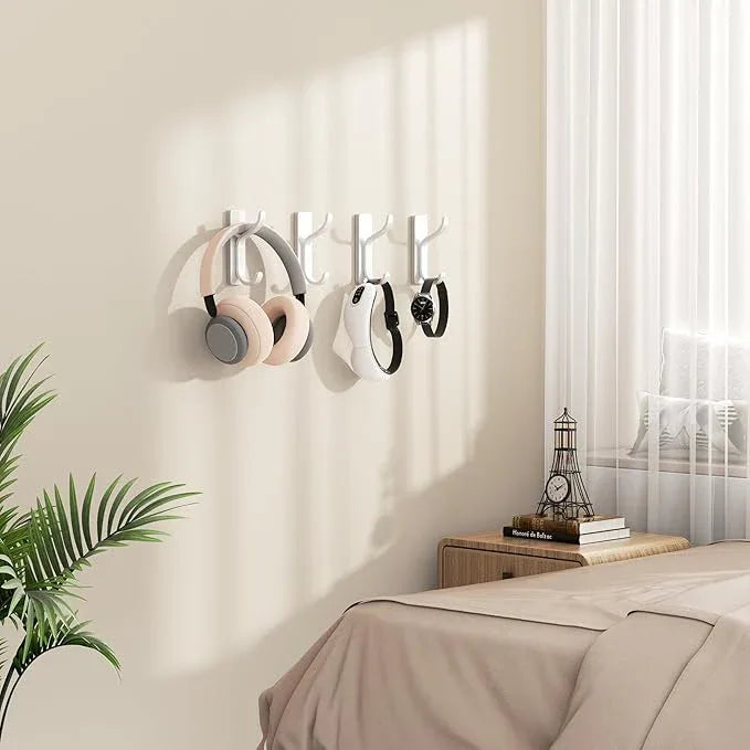 pickpiff Adhesive Wall Coat Hooks - Heavy Duty Stick-On Door Hanger, Metal Hook for Hanging Towel,Purse, Robe, Backpack, Jacket, Clothes - for Bathroom,Dorm, Closet, Kitchen - White, 6 Pack - ModernBath