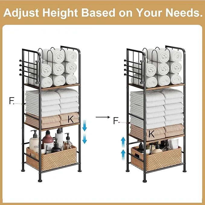 Towel Rack Free Standing 3-Tier M-Shaped Detachable Dividers, 4 Rotatable Bars Fast Drying, Pool Towel Rack, Space-Saving Towel Storage Organizer, Bath Towel Shelf for Home, Poolside Patent Pending - ModernBath