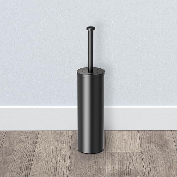 Gatco 1481MX Latitude II Round Toilet Brush and Holder, Matte Black - ModernBath