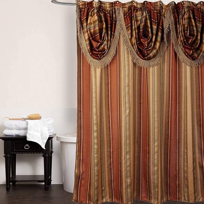 Zahari Home 13pc Contempo Bathroom Shower Curtain Sets Luxury Classic Shower Curtain & 12 Shower Curtain Hooks Contemporary Fabric Shower Curtain Unique Design Stylish Striped Shower Curtain Set - ModernBath
