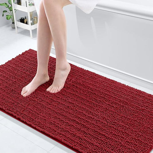 Arotive Luxury Chenille Bathroom Rug Mat, Extra Soft Thick Absorbent Shaggy Bath Rugs, Non-Slip Machine Wash Dry, Plush Bath Mats for Bathroom, Shower and Tub, 70x24, Red - ModernBath
