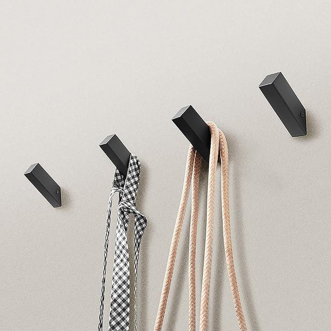 NINETREX Black Towel Hooks Matte Black Robe Hook, Modern Towel Hooks SUS 304 Stainless Steel Heavy Duty Wall Hooks Waterproof for Bathroom Bedroom Entryway Coat mudroom Garage, Wall Mounted 4 Pack - ModernBath