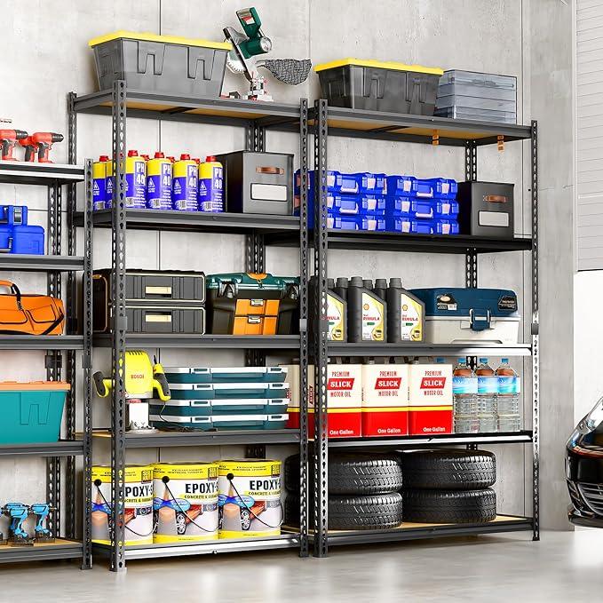 LEVELEVE 5-Tier Storage Shelving Unit, 2020 lbs Capacity, Heavy Duty Adjustable Metal Utility Shelf, 48" L x 18" W x 73" H for Garage, Kitchen, Pantry, Basement, Bathroom, Laundry - ModernBath