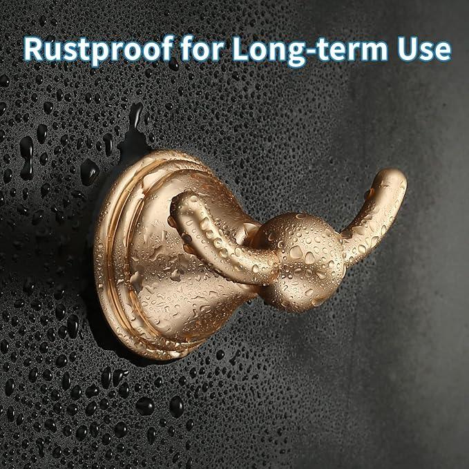 FILTA Bathroom Towel Hooks, Brushed Brass Robe & Towel Hooks for Wall Mounted, Traditional Towel and Robe Hooks for Hanging Towels, Bath Towel Holder for Shower(2 Pack) - ModernBath