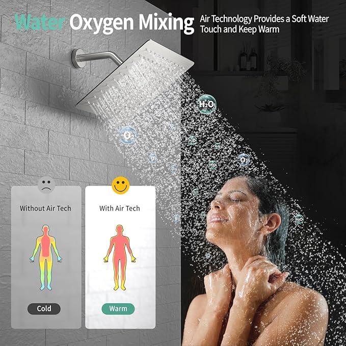 SR SUN RISE Shower Faucet Set - Shower Valve with 8 Inch Rainfall Shower Head and Handheld Shower - Wall Mounted Shower System with Rough In Valve and Shower Faucet Trim Repair Kits - Brushed Nickel - ModernBath