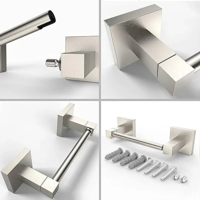 Ruacq Toilet Paper Holder Brushed Nickel Double Post Pivoting Square Tissue Holders Roll Holder Hangers Toilet Paper Stand Stainless Steel and Zinc Alloy Modern Wall Mounted - ModernBath