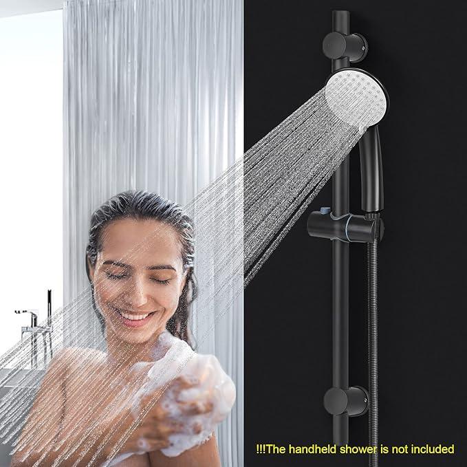 NearMoon Shower Slide Bar with Height/Angle Adjustable Handheld Shower Holder, Bathroom SUS 304 Stainless Steel Shower Head Holder for Bath (Screw Mounted, Matte Black) - ModernBath