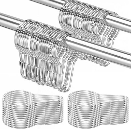 300 Pcs Metal Shower Curtain Hooks Rust Proof Hanging Shower Clips Curtain Rings Practical Hanger for Home Bathroom Bedroom Kitchen Rods Application (Silver)