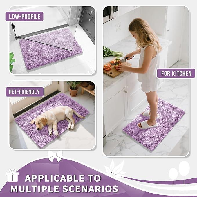 Yimobra Large Bathroom Rug Non Slip 36x24 Inch, Extra Thick Soft Absorbent Chenille Bath Mat, Machine Washable Quick Dry Bath Rugs for Bathroom Floor, Tub and Shower, Home Decor Accessories, Lilac - ModernBath